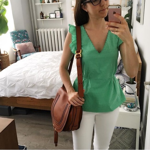 J. Crew Swiss Dot Peplum top - Picture 2 of 5